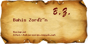 Bahis Zorán névjegykártya